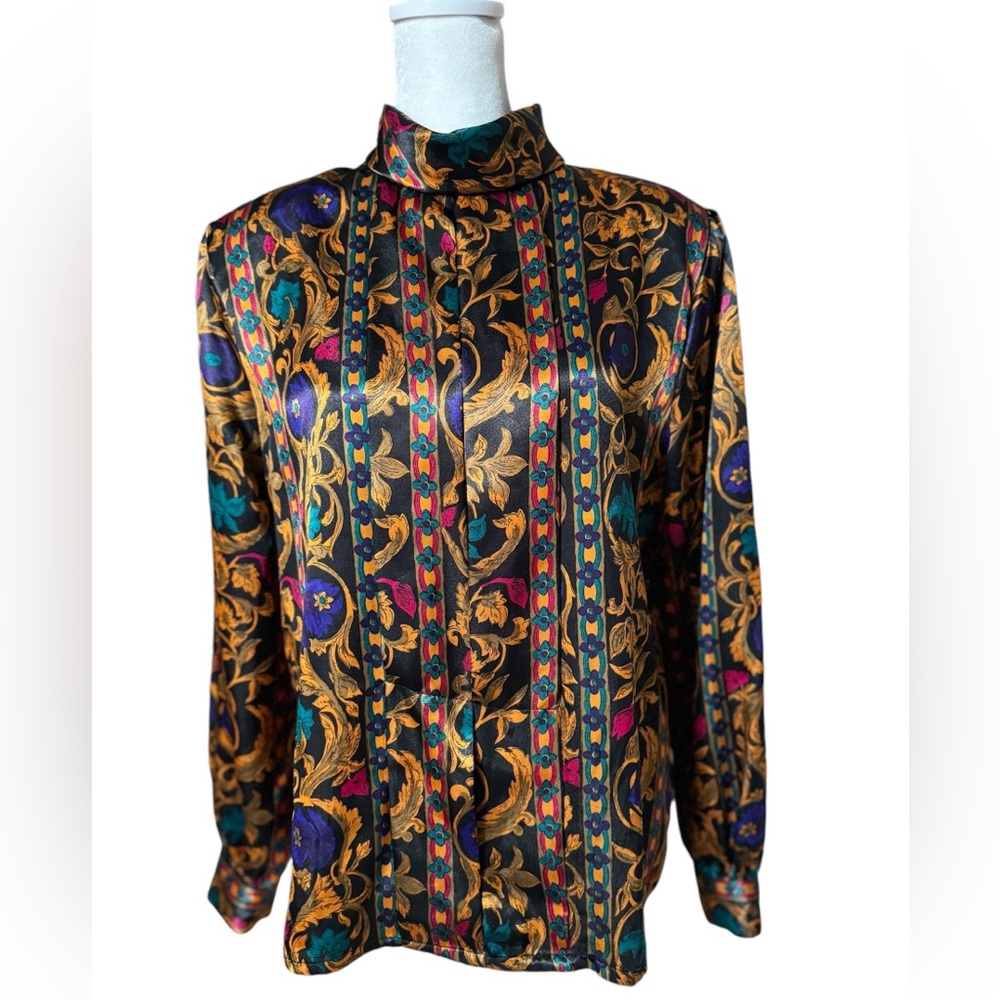 Vintage Nicola Pleated Turtleneck Blouse